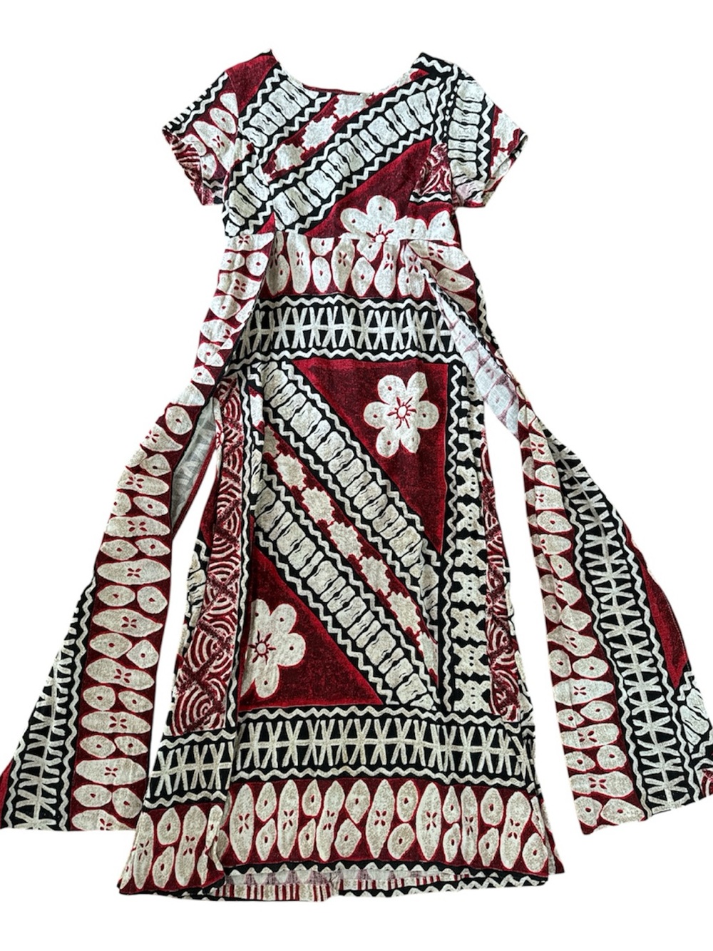 Vintage 1960s handmade Hawaiian bark cloth maxi dress EVC metal zip M/L
